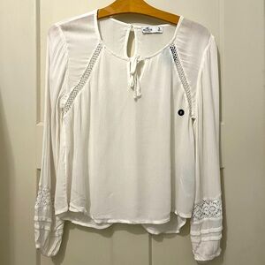 Hollister White Peasant Blouse Cropped